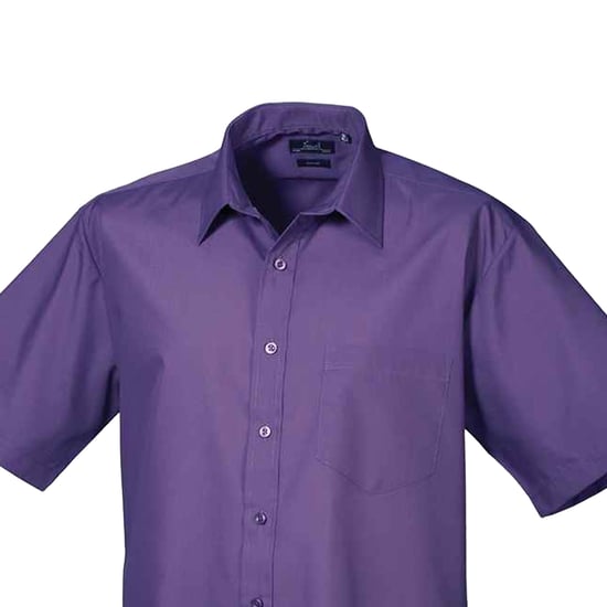 Premier Mens Short Sleeve Poplin Shirt (Purple) - Image 2