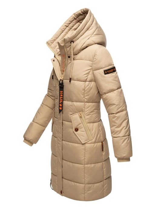 Marikoo abrigo de invierno mujer – Largo acolchado con capucha y bolsillos - Image 3