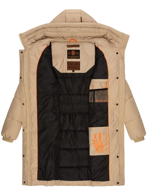 Marikoo abrigo de invierno mujer – Largo acolchado con capucha y bolsillos - Image 6