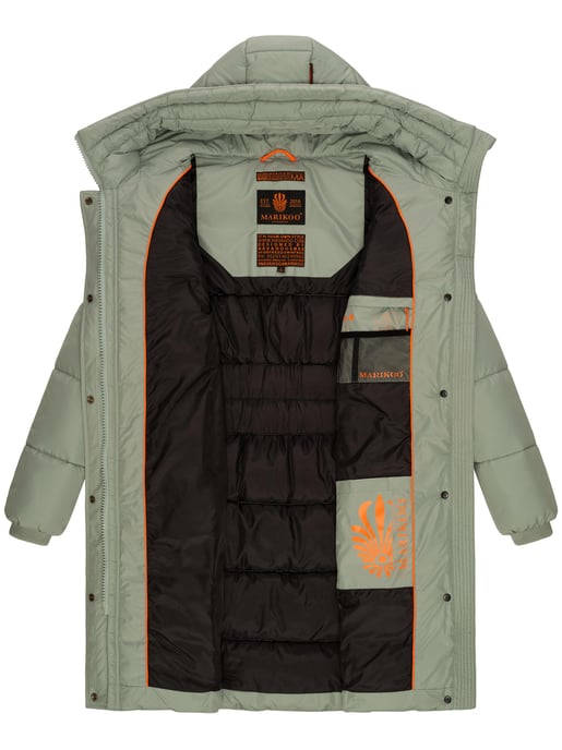 Marikoo abrigo de invierno mujer – Largo acolchado con capucha y bolsillos - Image 6