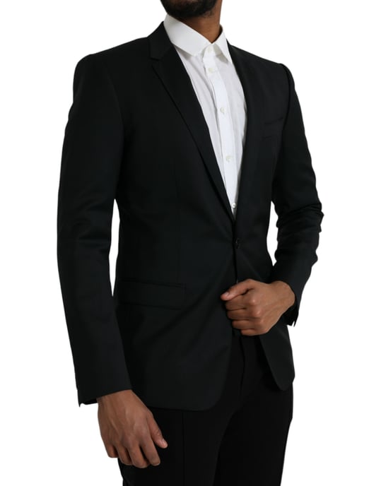 Blazer de Corte Clásico Negro Sólido - Image 2