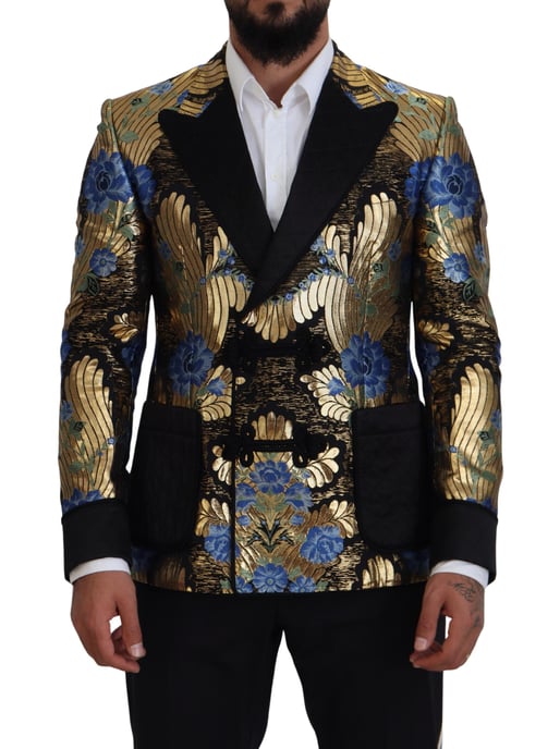 Blazer de brocado floral de doble botonadura - Image 1