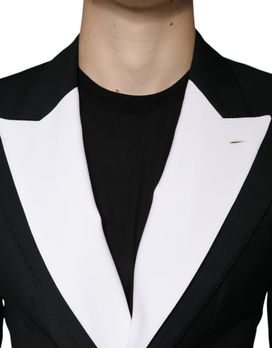 Blazer con Contraste en Blanco y Negro Jkt4073 - Image 5