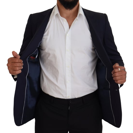 Traje de Corte Clásico Sólido en Marino - Image 5