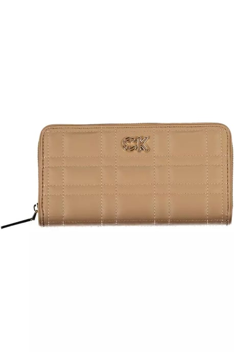 Billetera Beige Acolchada con Cremallera - Image 1