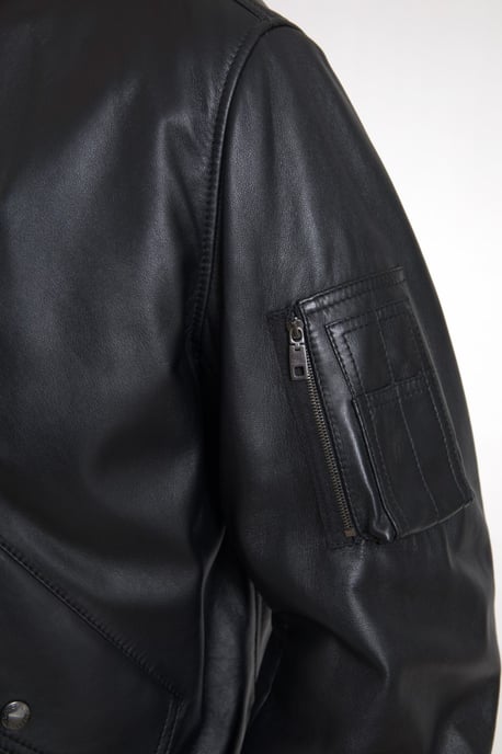 Chaqueta Bomber de Cuero Estilo Clásico - Image 2