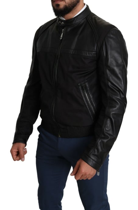 Chaqueta de Piel Con Mangas Negra - Image 2
