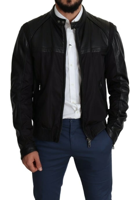 Chaqueta de Piel Con Mangas Negra - Image 5