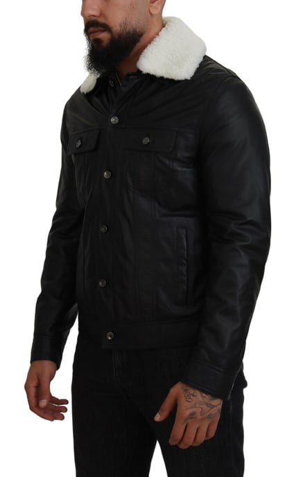 Chaqueta de Cuero con Cuello de Shearling - Image 2