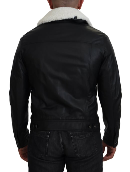 Chaqueta de Cuero con Cuello de Shearling - Image 3