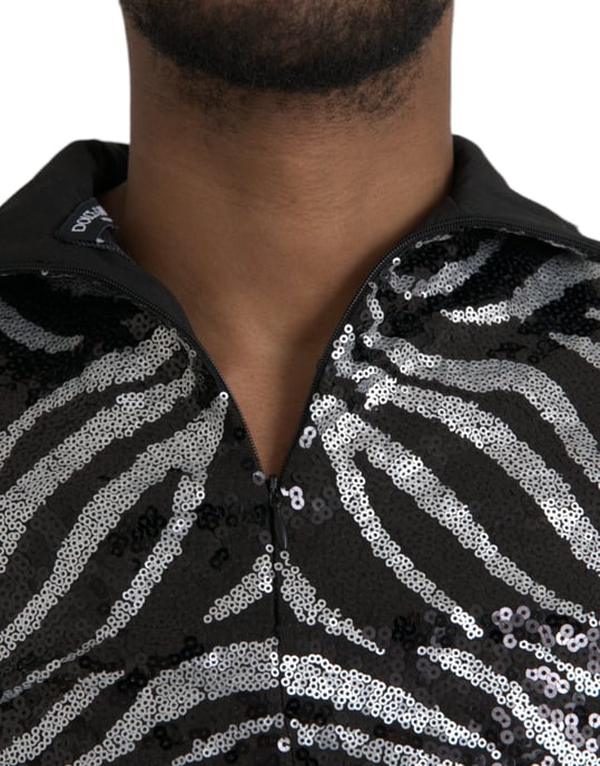 Blusa de seda con estampado de cebra y lentejuelas - Image 4