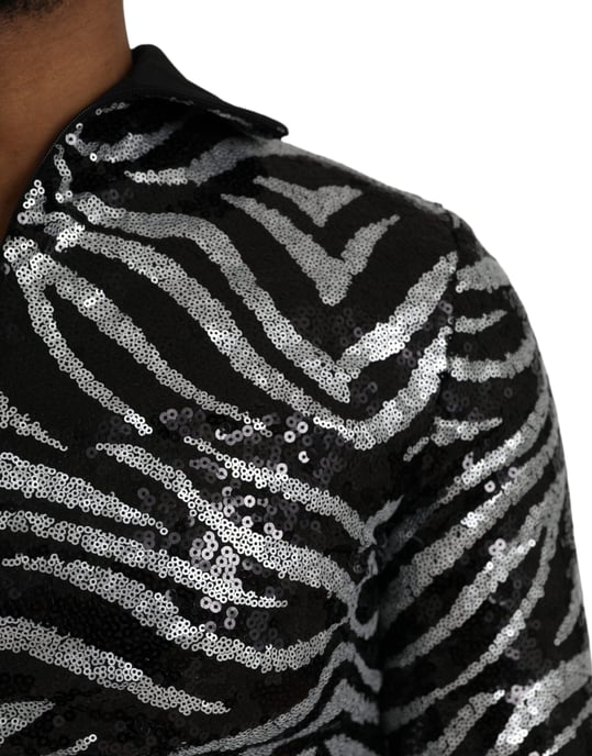 Blusa de seda con estampado de cebra y lentejuelas - Image 5