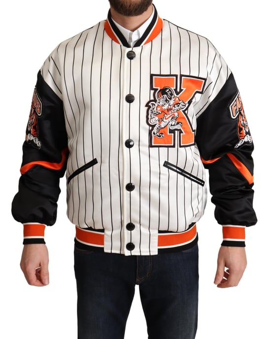 Chaqueta de béisbol de satén a rayas - Image 1