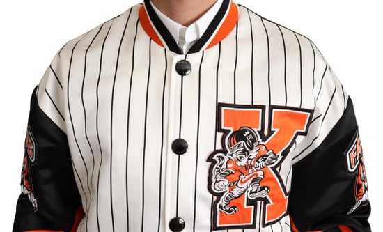 Chaqueta de béisbol de satén a rayas - Image 4