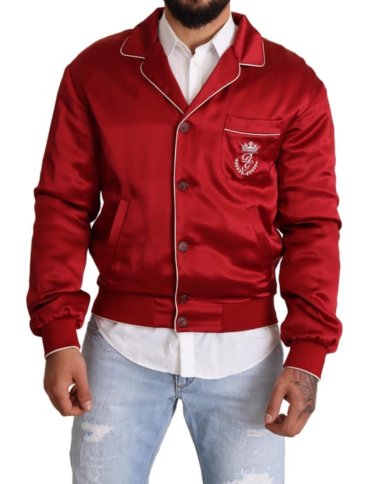 Chaqueta bomber de satén rojo Jkt2914 - Image 1