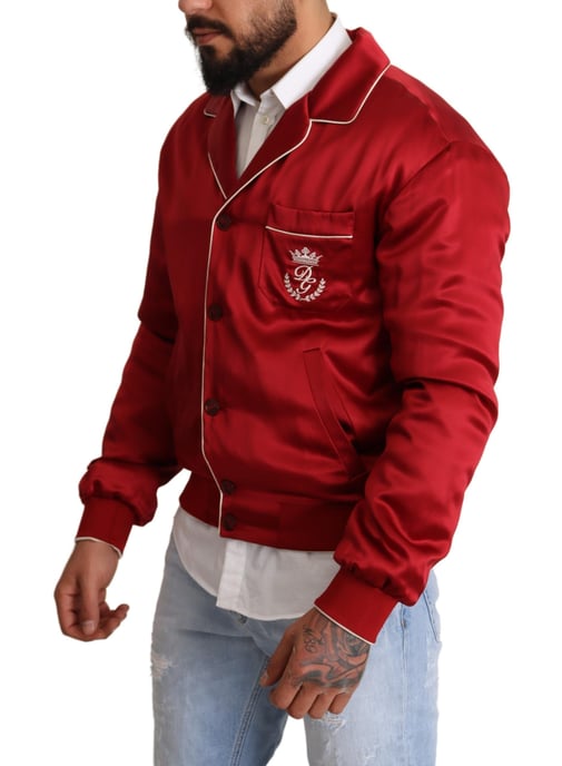 Chaqueta bomber de satén rojo Jkt2914 - Image 2