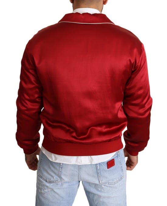 Chaqueta bomber de satén rojo Jkt2914 - Image 3