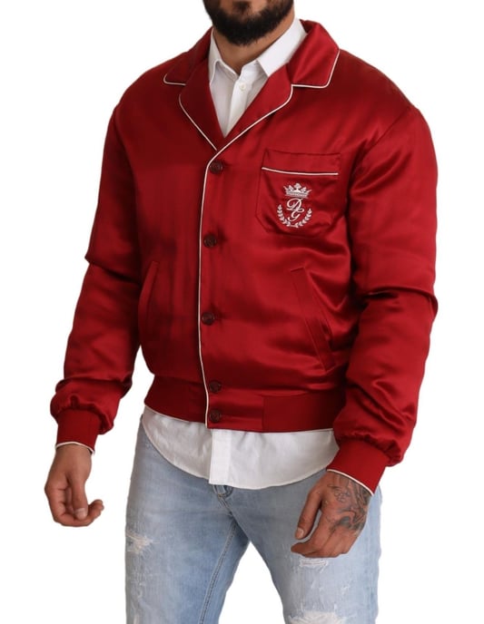 Chaqueta bomber de satén rojo Jkt2914 - Image 5