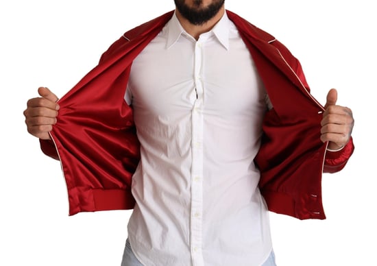 Chaqueta bomber de satén rojo Jkt2914 - Image 6