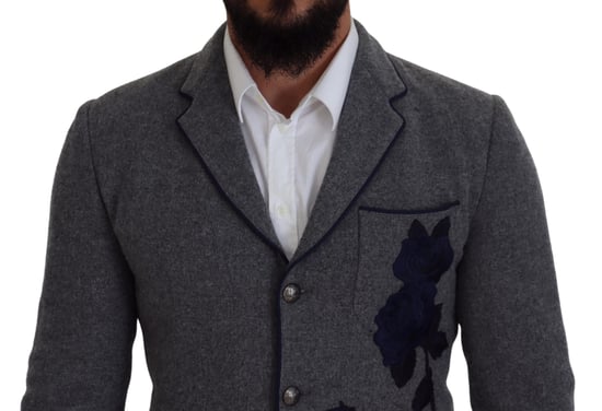 Blazer Gris con Bordado Floral - Image 3