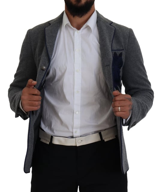 Blazer Gris con Bordado Floral - Image 4