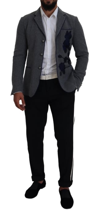 Blazer Gris con Bordado Floral - Image 5