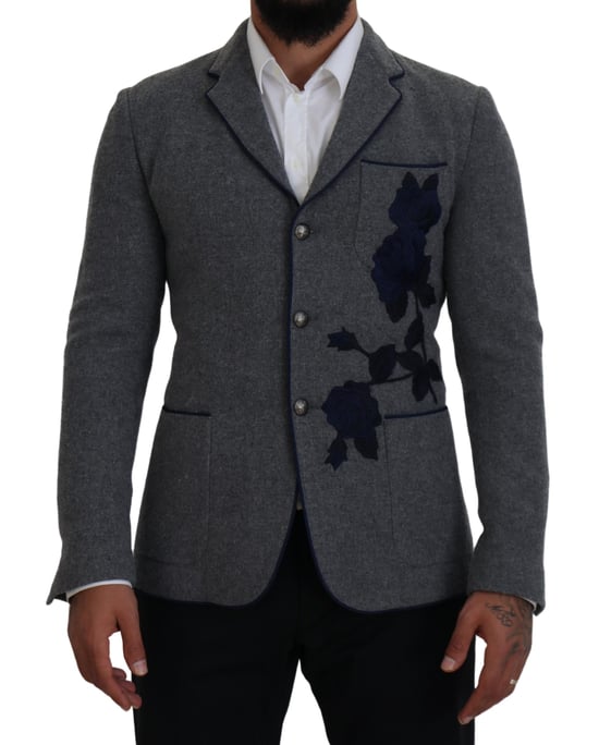 Blazer Gris con Bordado Floral - Image 6