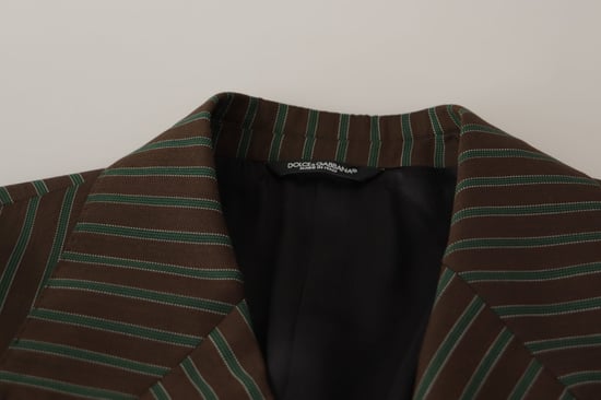 Saco de doble botonadura marrón con rayas verdes - Image 6