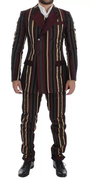 Blazer de doble botonadura a rayas multicolor - Image 1