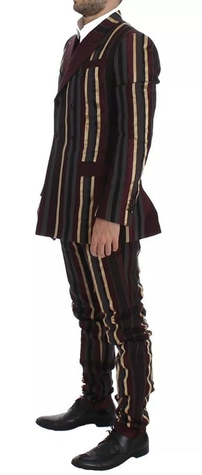 Blazer de doble botonadura a rayas multicolor - Image 2