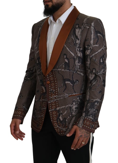 Blazer Marrón con Estampado de Monos - Image 2