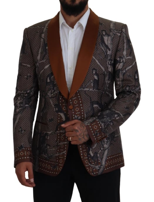 Blazer Marrón con Estampado de Monos - Image 5