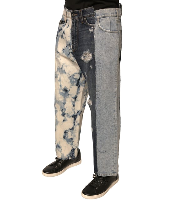 Jeans de Pantalón de Parches Tinte de Color Desgarrados - Image 3