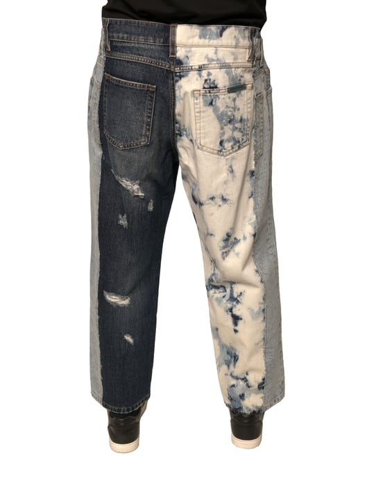 Jeans de Pantalón de Parches Tinte de Color Desgarrados - Image 4