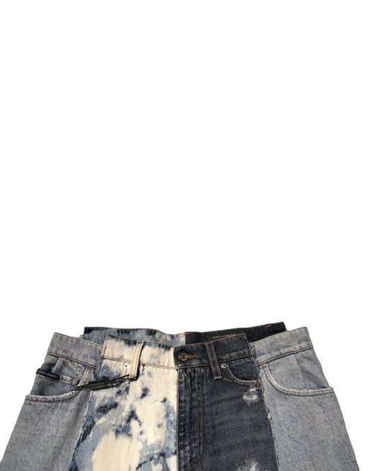 Jeans de Pantalón de Parches Tinte de Color Desgarrados - Image 5