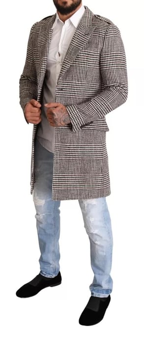 Abrigo de lana Glen Plaid de manga larga - Image 2