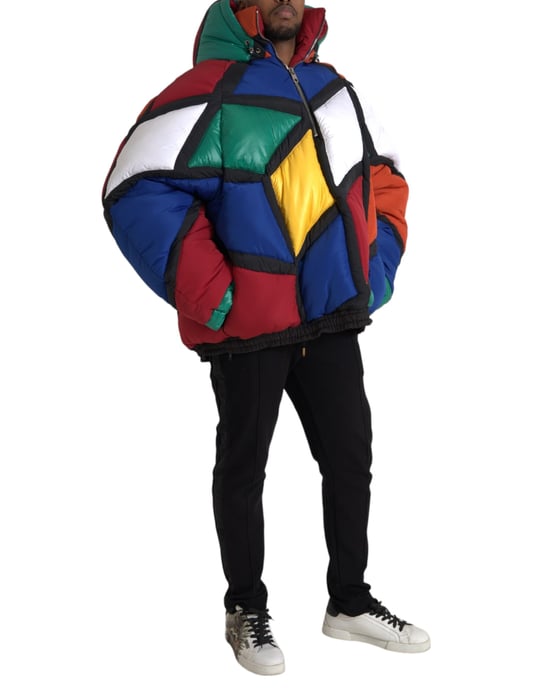 Chaqueta Puffer de Parchwork Geométrico - Image 2