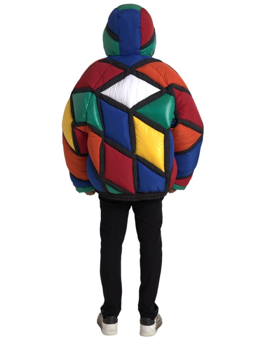 Chaqueta Puffer de Parchwork Geométrico - Image 3