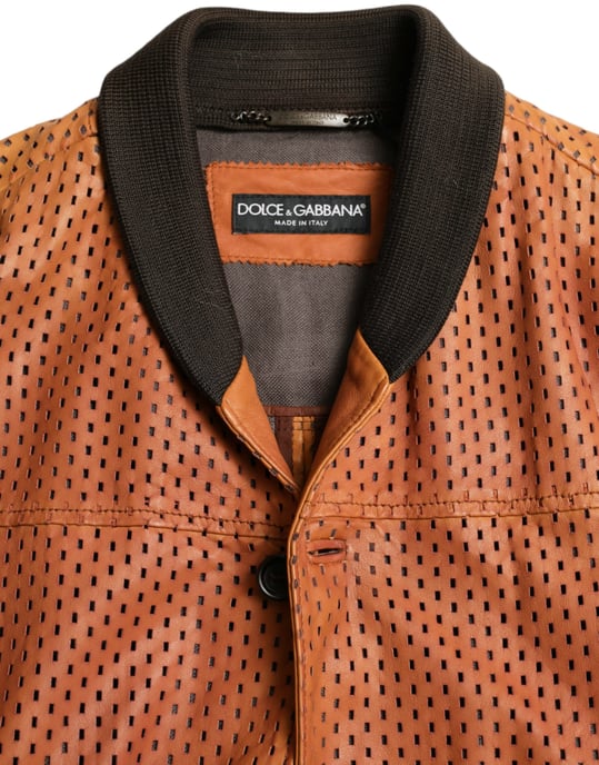 Chaqueta Bomber de Cuero Perforada - Image 6