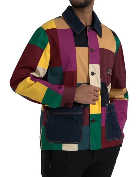 Chaqueta de mezclilla multicolor con patchwork - Image 2