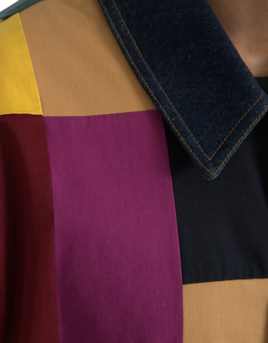 Chaqueta de mezclilla multicolor con patchwork - Image 6