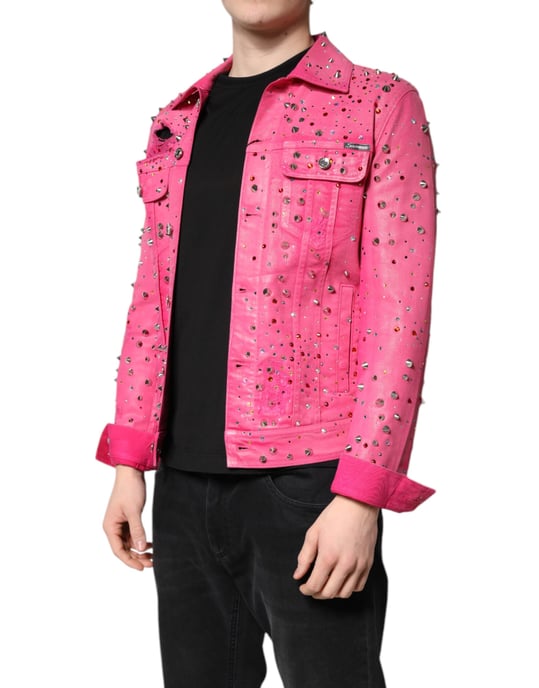 Chaqueta de mezclilla rosa con cristales - Image 3
