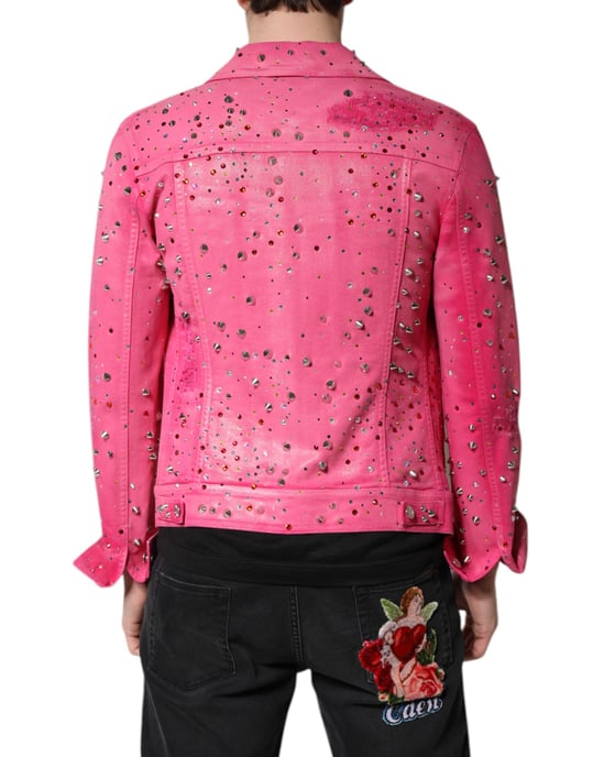 Chaqueta de mezclilla rosa con cristales - Image 4