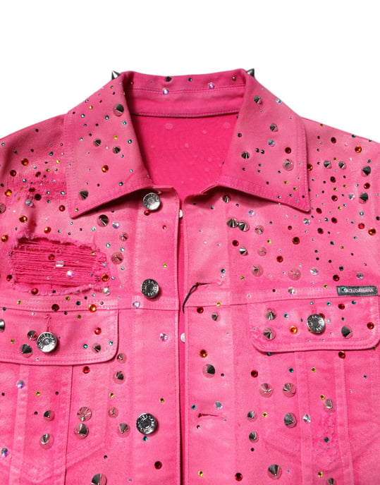 Chaqueta de mezclilla rosa con cristales - Image 5