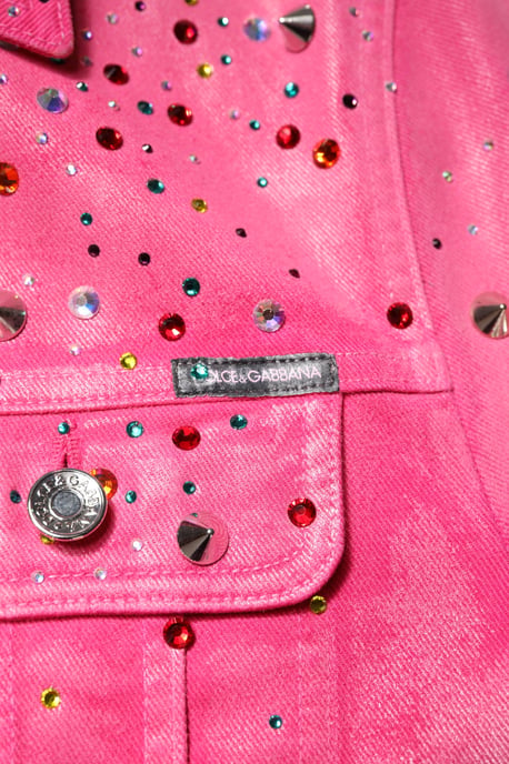 Chaqueta de mezclilla rosa con cristales - Image 6