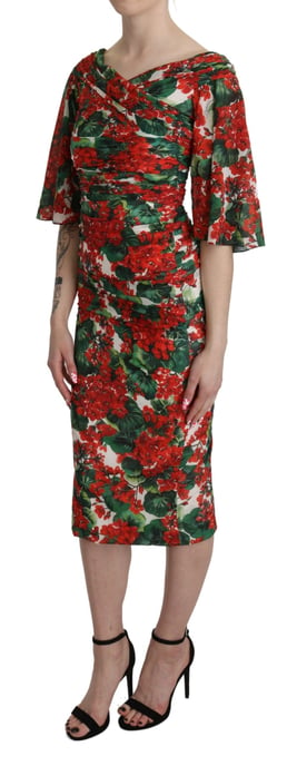 Vestido de Jersey Floral Estampado de Geranios Midi - Image 2
