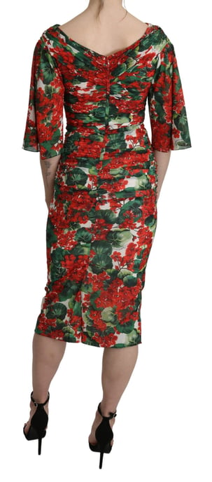 Vestido de Jersey Floral Estampado de Geranios Midi - Image 4
