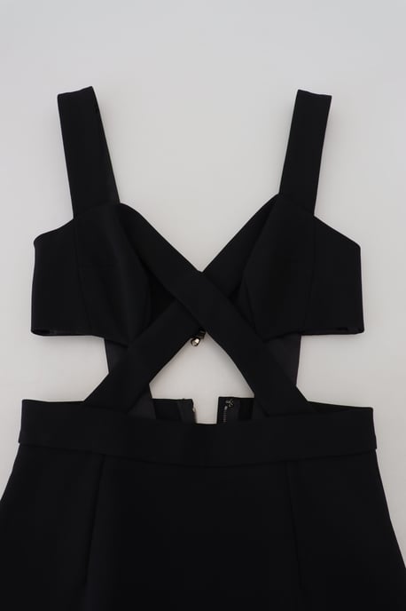 Vestido midi negro sin mangas con corte - Image 5