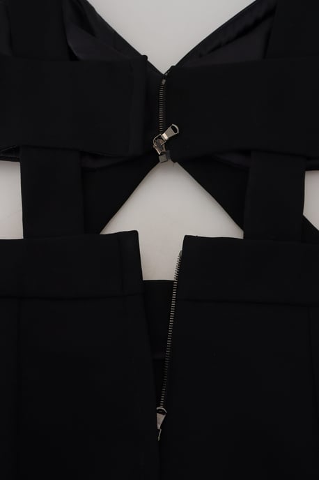 Vestido midi negro sin mangas con corte - Image 6