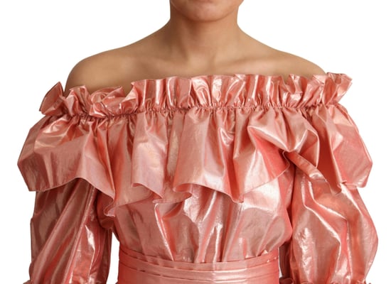 Vestido midi metálico con diseño de volantes - Image 5